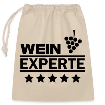 Wein Experte - Verschließbarer Geschenkbeutel aus Baumwolle (25x30cm) - Natur - Vorne