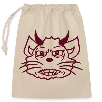 Demon Monster Cat Halloween Horror Devil Horns - Closable cotton gift bag (25x30cm) - nature - Front