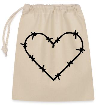 Cœur piégé Amour fil barbelé épineux - Sac cadeau en coton avec cordon (25 x 30 cm) - nature - Devant