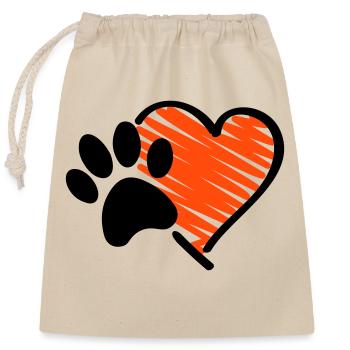 Paw Heart - Closable cotton gift bag (25x30cm) - nature - Front
