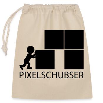 Pixelschubser und stolz darauf! - Verschließbarer Geschenkbeutel aus Baumwolle (25x30cm) - Natur - Vorne