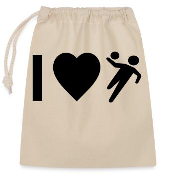 Cool "I Love Handball" design for him and her - Closable cotton gift bag (25x30cm) - nature - Front