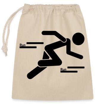 RUN Stickman - Verschließbarer Geschenkbeutel aus Baumwolle (25x30cm) - Natur - Vorne
