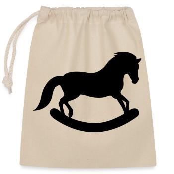 Cheval à bascule - Sac cadeau en coton avec cordon (25 x 30 cm) - nature - Devant