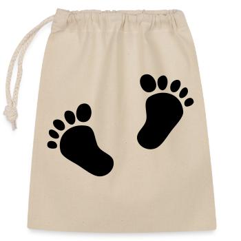 Two Baby Feet 2 Baby Feet Footprints Child Cute - Closable cotton gift bag (25x30cm) - nature - Front
