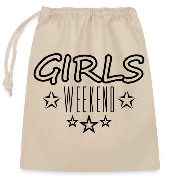 étoiles de conception week-end week-end filles voyage vacances - Sac cadeau en coton avec cordon (25 x 30 cm) - nature - Devant
