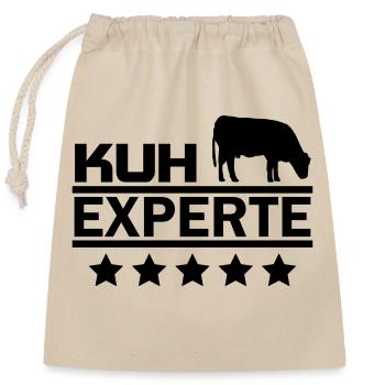 Kuh Experte - Verschließbarer Geschenkbeutel aus Baumwolle (25x30cm) - Natur - Vorne