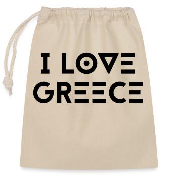 I LOVE GREECE - Closable cotton gift bag (25x30cm) - nature - Front