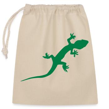 Gecko Echse - Verschließbarer Geschenkbeutel aus Baumwolle (25x30cm) - Natur - Vorne