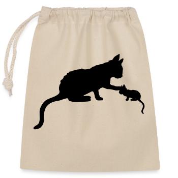 Cat Mom touches kittens - Closable cotton gift bag (25x30cm) - nature - Front