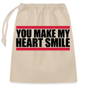 Faire sourire mon cœur - Sac cadeau en coton avec cordon (25 x 30 cm) - nature - Devant
