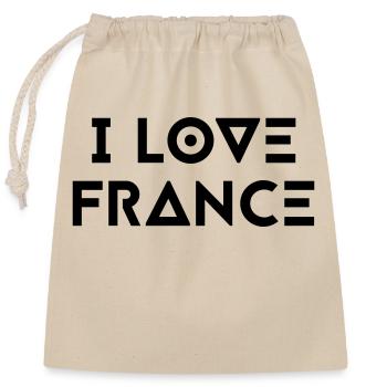 I LOVE FRANCE - Verschließbarer Geschenkbeutel aus Baumwolle (25x30cm) - Natur - Vorne