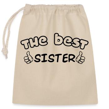 THE BEST SISTER - Closable cotton gift bag (25x30cm) - nature - Front