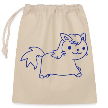 Little Pony Cat Face Équitation - Sac cadeau en coton avec cordon (25 x 30 cm) - nature - Devant