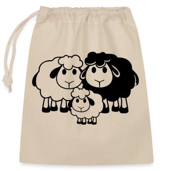 Familie Schaf 3 Papa Mama Eltern Kind Liebe Baby - Verschließbarer Geschenkbeutel aus Baumwolle (25x30cm) - Natur - Vorne
