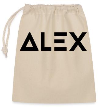 Vorname Alex - Verschließbarer Geschenkbeutel aus Baumwolle (25x30cm) - Natur - Vorne