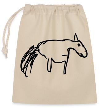 horse - Sac cadeau en coton avec cordon (25 x 30 cm) - nature - Devant
