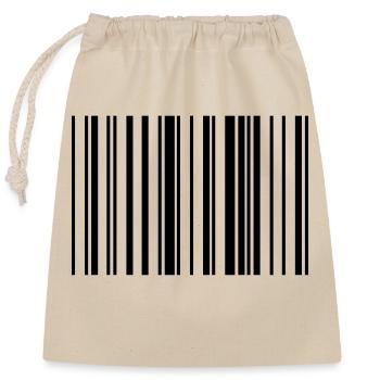 Barcode Code Streifen Gestreift - Verschließbarer Geschenkbeutel aus Baumwolle (25x30cm) - Natur - Vorne