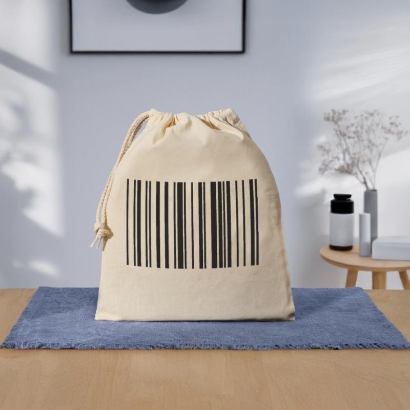 Striped barcode code strip Closable cotton gift bag (25x30cm)