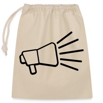 Icon Megaphone Loud Speech - Closable cotton gift bag (25x30cm) - nature - Front
