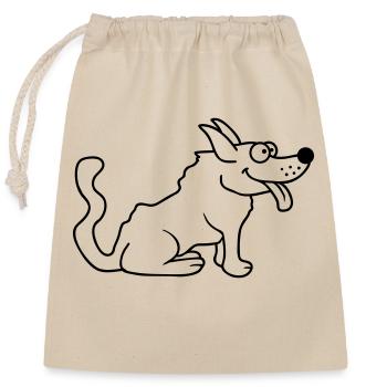 Dear dog sticks out his tongue happily - Closable cotton gift bag (25x30cm) - nature - Front