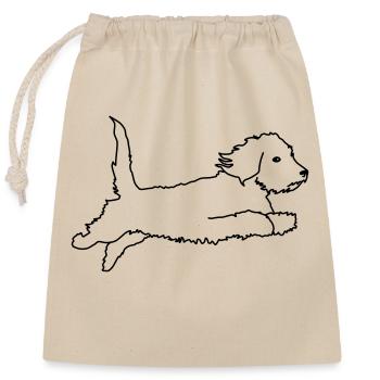 Teckel à poil dur volant - Sac cadeau en coton avec cordon (25 x 30 cm) - nature - Devant