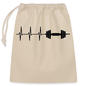 heartbeat dumbbell workout - Closable cotton gift bag (25x30cm) - nature - Front