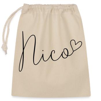 Nicole Surname First Name Boy - Closable cotton gift bag (25x30cm) - nature - Front