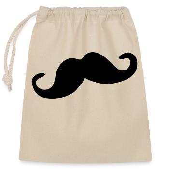 Moustache - Closable cotton gift bag (25x30cm) - nature - Front
