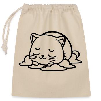 Little cat that sleeps - Closable cotton gift bag (25x30cm) - nature - Front
