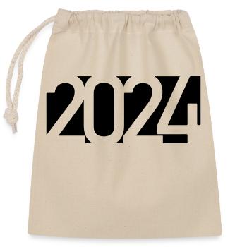 2024 Jahreszahl Datum Zahl Anno Kalenderjahr - Verschließbarer Geschenkbeutel aus Baumwolle (25x30cm) - Natur - Vorne