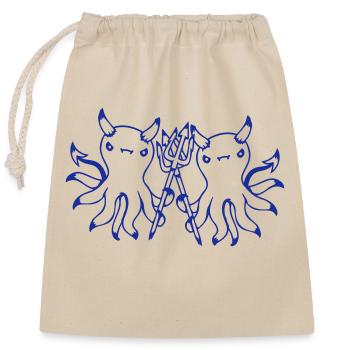 2 Octopus Devil Hell Team Friends Satan Evil Cute - Closable cotton gift bag (25x30cm) - nature - Front
