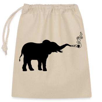 Joint Weed Smoking Elephant - Closable cotton gift bag (25x30cm) - nature - Front