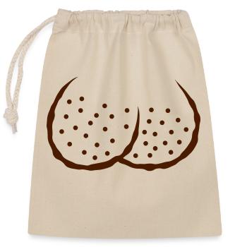 Comic shaved eggs testicles - Closable cotton gift bag (25x30cm) - nature - Front