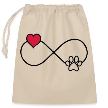 Chien patte amour pour toujours - Sac cadeau en coton avec cordon (25 x 30 cm) - nature - Devant