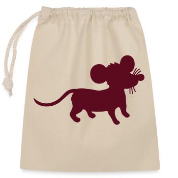 Maus Mäuschen Süße Kleine Ratte Nager Silhouette - Verschließbarer Geschenkbeutel aus Baumwolle (25x30cm) - Natur - Vorne