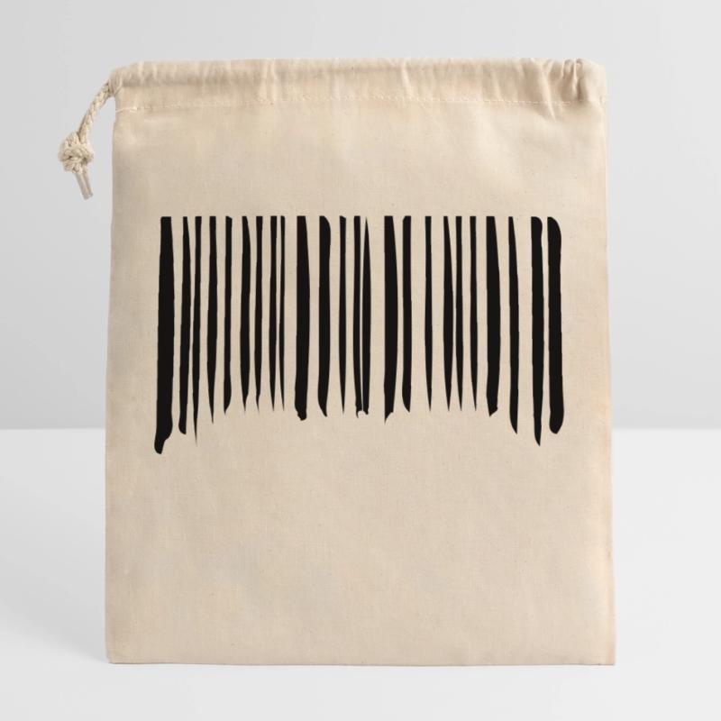 Barcode Strokes Lines Scribbled Barcode Scan Sac cadeau en coton avec cordon (25 x 30 cm)