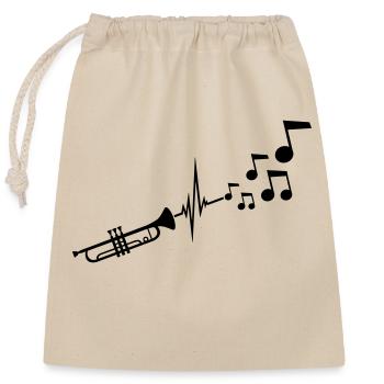 Instrument Trompete Noten - Verschließbarer Geschenkbeutel aus Baumwolle (25x30cm) - Natur - Vorne