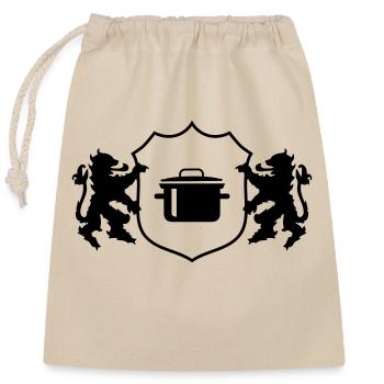 Wappen Kochtopf - Verschließbarer Geschenkbeutel aus Baumwolle (25x30cm) - Natur - Vorne