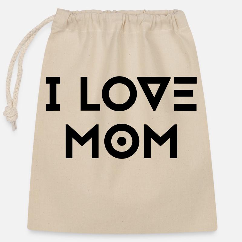 I LOVE MOM - Closable cotton gift bag (25x30cm) - nature