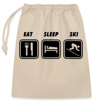 Manger dormir skier - Sac cadeau en coton avec cordon (25 x 30 cm) - nature - Devant
