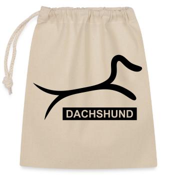Sportlicher Dackel - Verschließbarer Geschenkbeutel aus Baumwolle (25x30cm) - Natur - Vorne