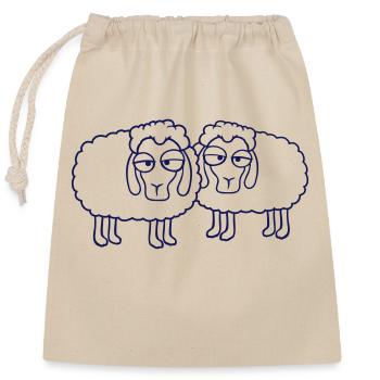 2 sheep tired bored look sheep team cute - Closable cotton gift bag (25x30cm) - nature - Front