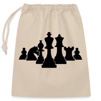 échecs - Sac cadeau en coton avec cordon (25 x 30 cm) - nature - Devant