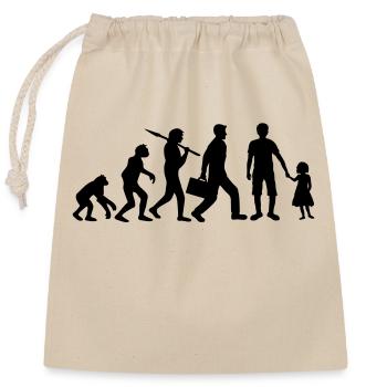evolution papa père et fille fête des pères enfant papa - Sac cadeau en coton avec cordon (25 x 30 cm) - nature - Devant