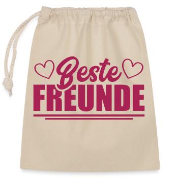 beste freunde - Verschließbarer Geschenkbeutel aus Baumwolle (25x30cm) - Natur - Vorne