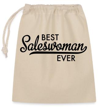 Saleswoman - Closable cotton gift bag (25x30cm) - nature - Front