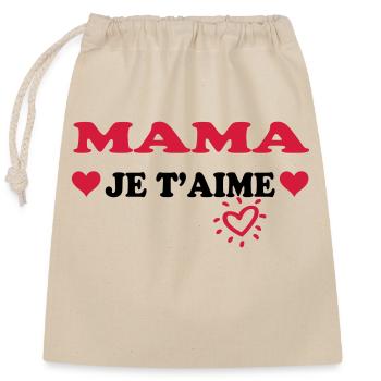 MAMA I love you - Closable cotton gift bag (25x30cm) - nature - Front