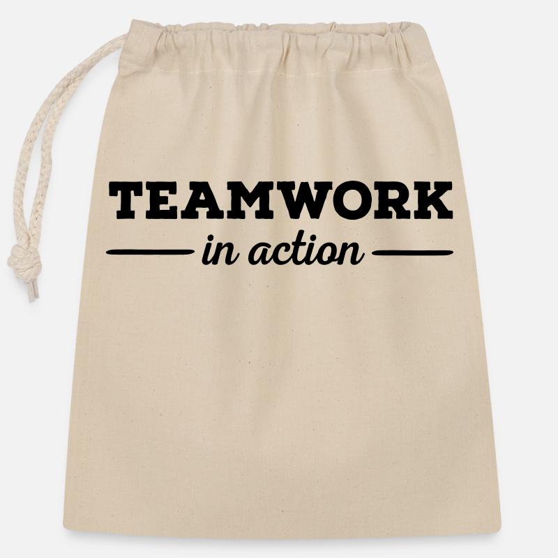 Teamwork - Verschließbarer Geschenkbeutel aus Baumwolle (25x30cm) - Natur