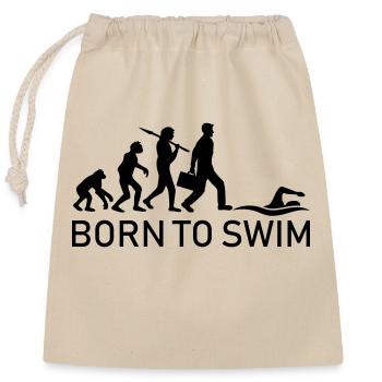 born to swim evolution entwicklung geboren zum - Verschließbarer Geschenkbeutel aus Baumwolle (25x30cm) - Natur - Vorne